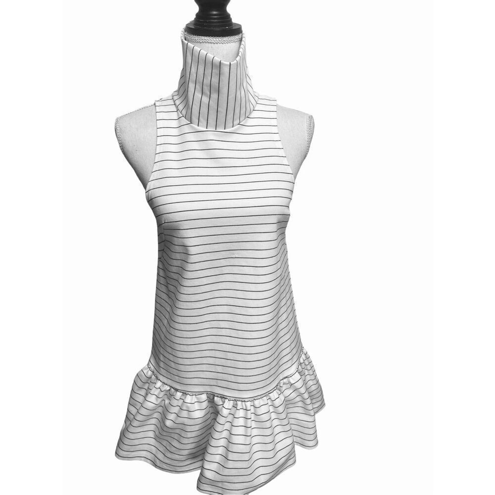 The Fifth Womens White Black Striped River City Mini Dress XS NWT
